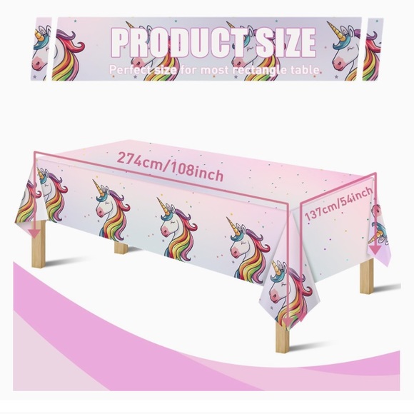 4pcs. Unicorn Tablecloth + More - Picture 3 of 8